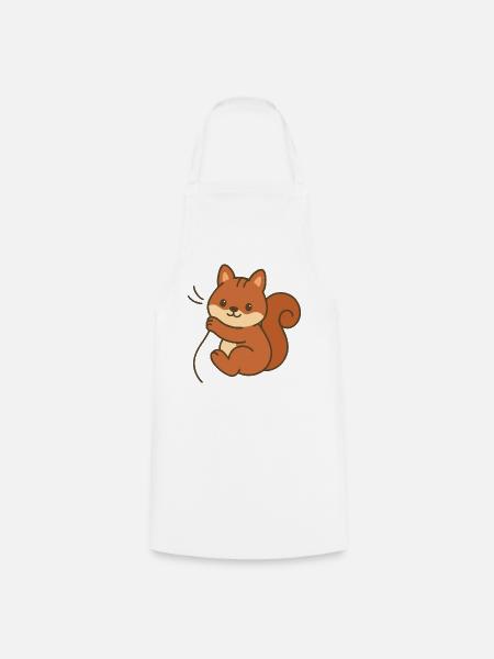Kuschel-Eichhörnchen - Kochschürze - Weiß
