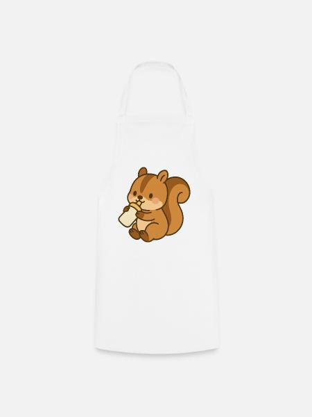 Fläschchen-Flauschehörnchen - Kochschürze - Weiß