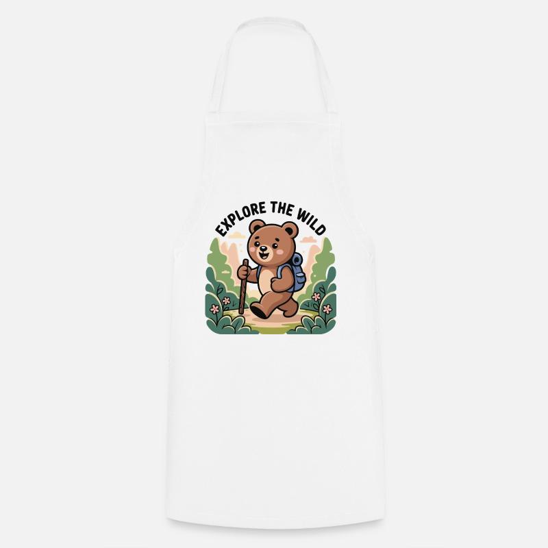 Explore the Wild Bear Illustration - Cooking Apron - white