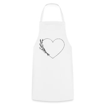 Line Art Coeur - Fleurs sauvages, Personnalisable - Tablier de cuisine - blanc - Devant - AI Model Male 185 dark (185cm)
