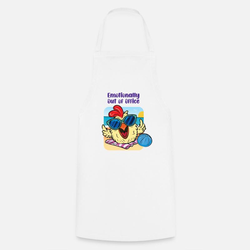 Chicken on the Beach – Mentally Checked Out - Cooking Apron - white