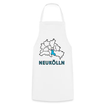 NEUKÖLLN, a district of Berlin - Cooking Apron - white - Front - AI Model Male 185 dark (185cm)