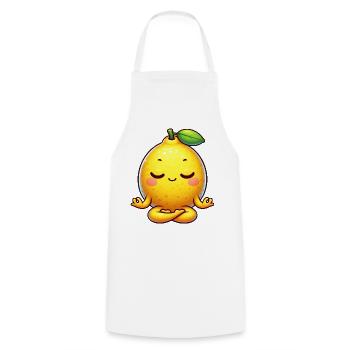 Dessin animé mignon Citron Yoga Relaxation Chill Relax - Tablier de cuisine - blanc - Devant - AI Model Male 185 dark (185cm)