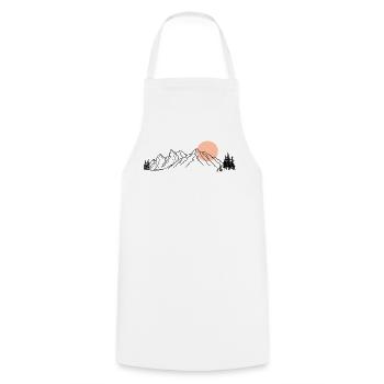 Sunset Ride Line Art on Black - Cooking Apron - white - Front - AI Model Male 185 dark (185cm)