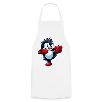 Cooler Pinguin Boxer Kickboxer Cartoon Kampfsport - Kochschürze - Weiß - Vorne - AI Model Male 185 dark (185cm)