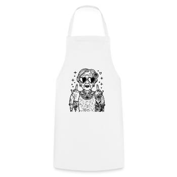 Cool Grandma – Retro Clipart with Sunglasses - Cooking Apron - white - Front - AI Model Male 185 dark (185cm)