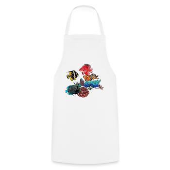 Exotic fish and corals - Cooking Apron - white - Front - AI Model Male 185 dark (185cm)