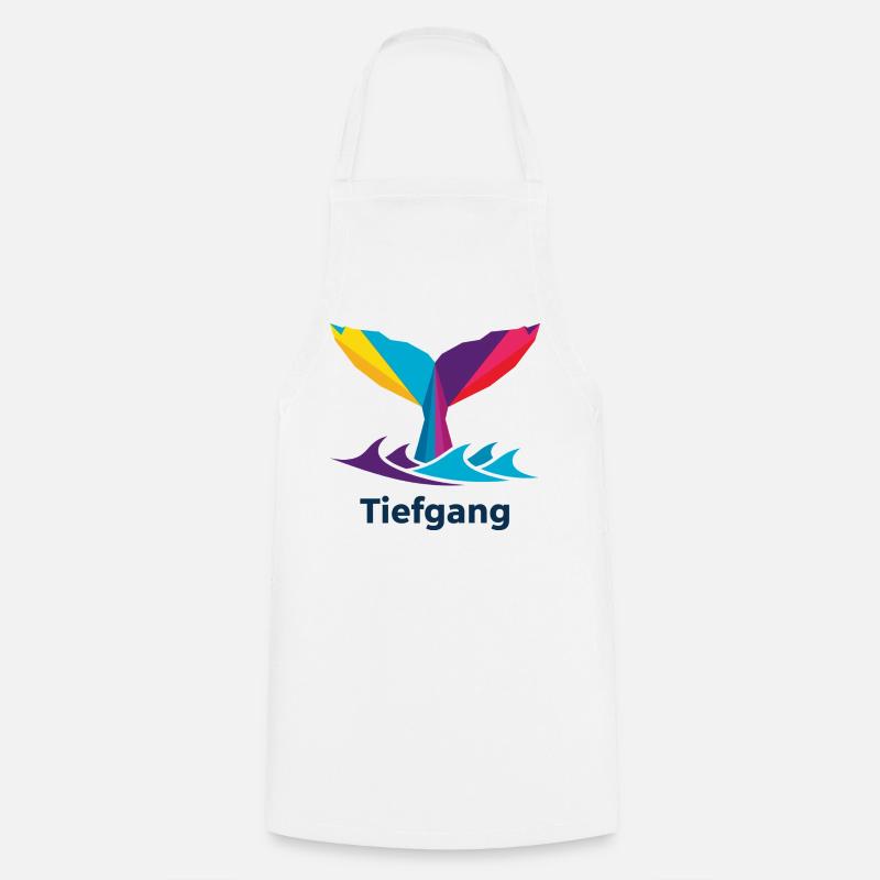 Abstract colorful whale fin with "draught" - Cooking Apron - white