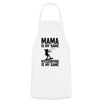 Kitesurfer Mama est mon nom Le kitesurf est mon jeu - Tablier de cuisine - blanc - Devant - AI Model Male 185 dark (185cm)