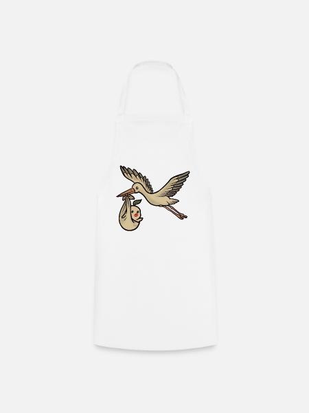 Stork & Baby - Cooking Apron - white