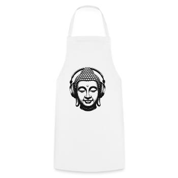 Buddha mit Kopfhörern Achtsamkeit Musik Boho Zen - Kochschürze - Weiß - Vorne - AI Model Male 185 dark (185cm)