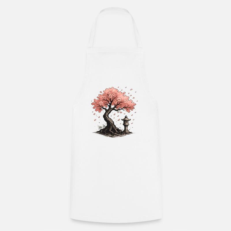 Conception d’arbre de cerisier japonais en fleurs - Tablier de cuisine - blanc