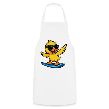Cool Surfer Duck Kids Beach Outfit Summer - Cooking Apron - white - Front - AI Model Male 185 dark (185cm)