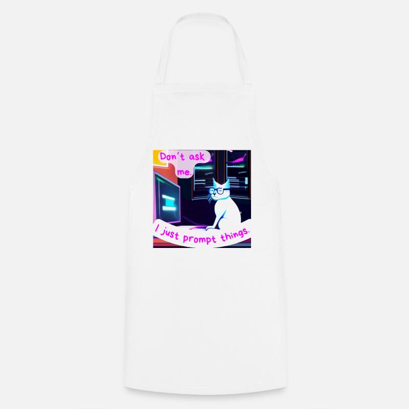 Don't Ask Me, I Just Prompt Things – Grumpy AI Cat - Cooking Apron - white