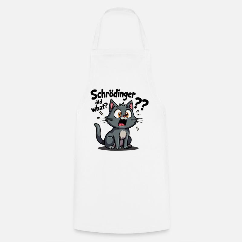 Le chat de Schrödinger - le cauchemar des chats mignons - Tablier de cuisine - blanc