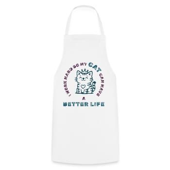 Work Hard for My Cat – Funny Pet Tee - Cooking Apron - white - Front - AI Model Male 185 dark (185cm)