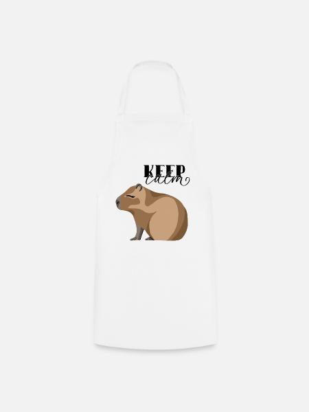 Keep Calm Capybara - Kochschürze - Weiß