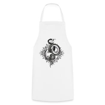 Ornement de serpent mystique – Élégant et puissant - Tablier de cuisine - blanc - Devant - AI Model Male 185 dark (185cm)