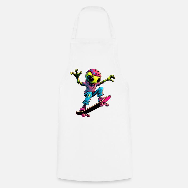 Skater Alien - Cooking Apron - white