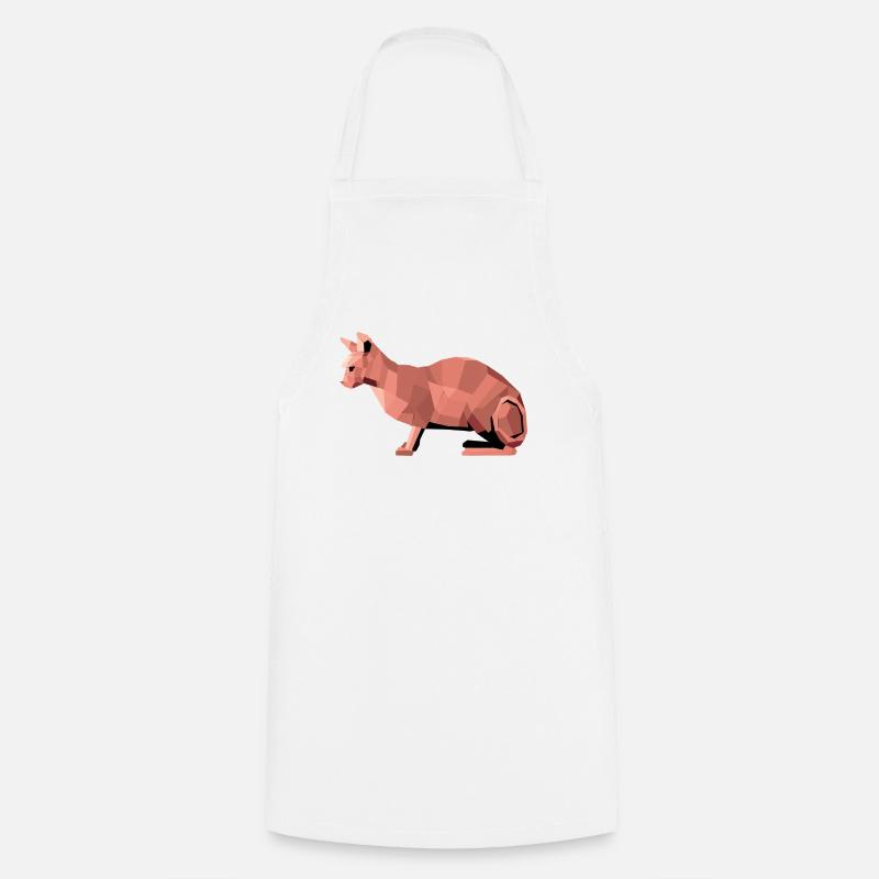 Sphynx Low Poly Cat – Design géométrique - Tablier de cuisine - blanc