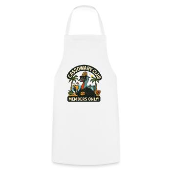 Australia Beach Cassowary Club Members Only  - Cooking Apron - white - Front - AI Model Male 185 dark (185cm)