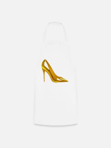 Goldener High Heel Schuh Design AI-Art - Kochschürze - Weiß