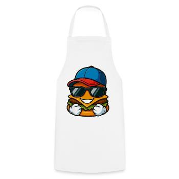 Cool burger joueur de baseball dessin animé enfants - Tablier de cuisine - blanc - Devant - AI Model Male 185 dark (185cm)