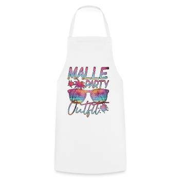 Malle Party Outift with Palm Trees and Sunglasses - Cooking Apron - white - Front - AI Model Male 185 dark (185cm)