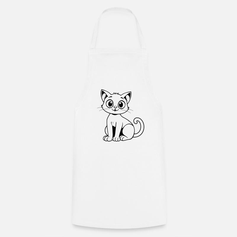 Minimalistic Cat - Cooking Apron - white