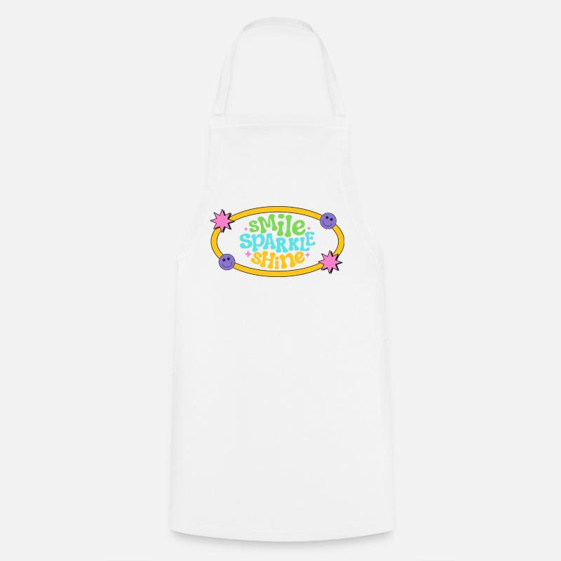 Colourful Retro Smile Text Design - Cooking Apron - white