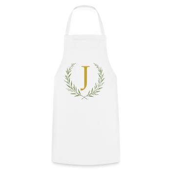 J Monogram, Eucalyptus Wreath, Personalizable - Cooking Apron - white - Front - AI Model Male 185 dark (185cm)