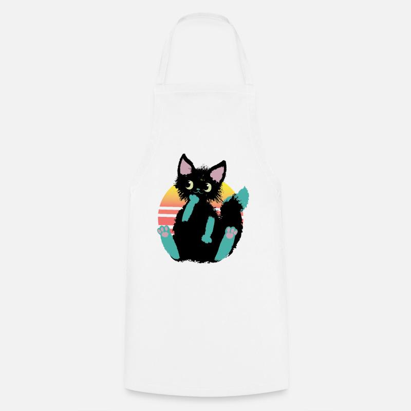doodle chat blob, pense - Tablier de cuisine - blanc