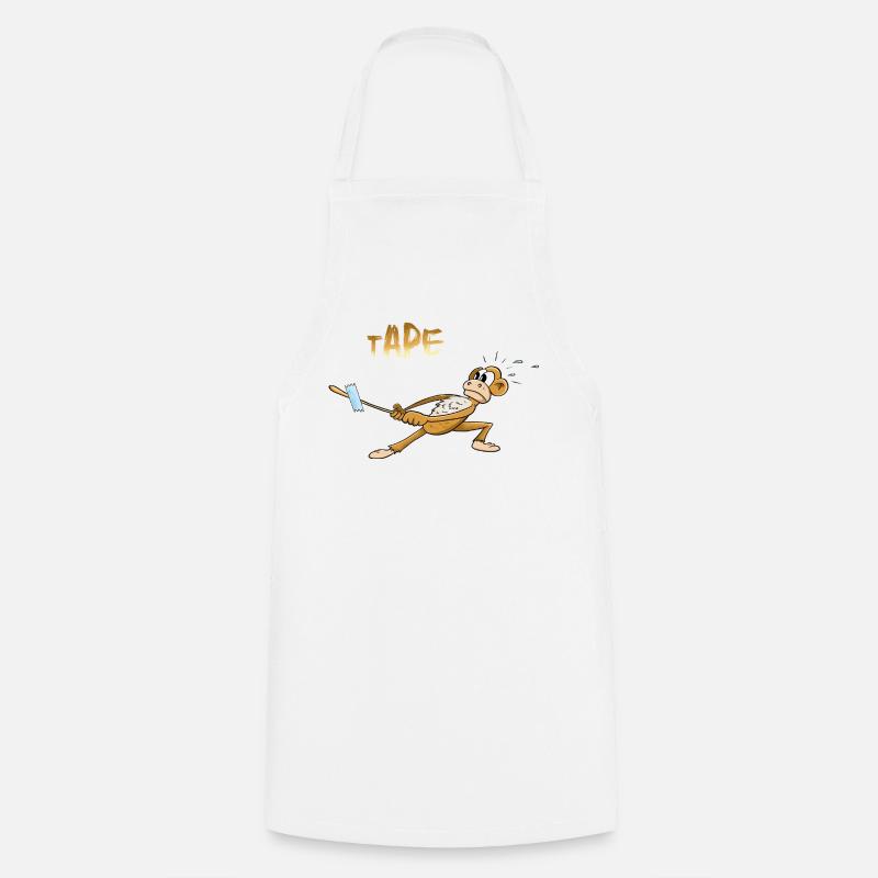 Humorous Monkey with Tape Design - Cooking Apron - white