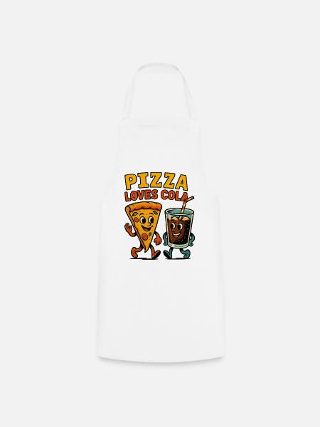 Pizza und Cola Happy Duo Design - Kochschürze - Weiß