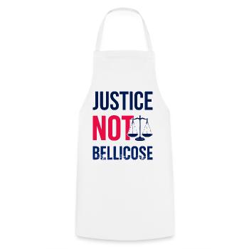 JUSTICE_NOT_BELLICOSE - Cooking Apron - white - Front - AI Model Male 185 dark (185cm)
