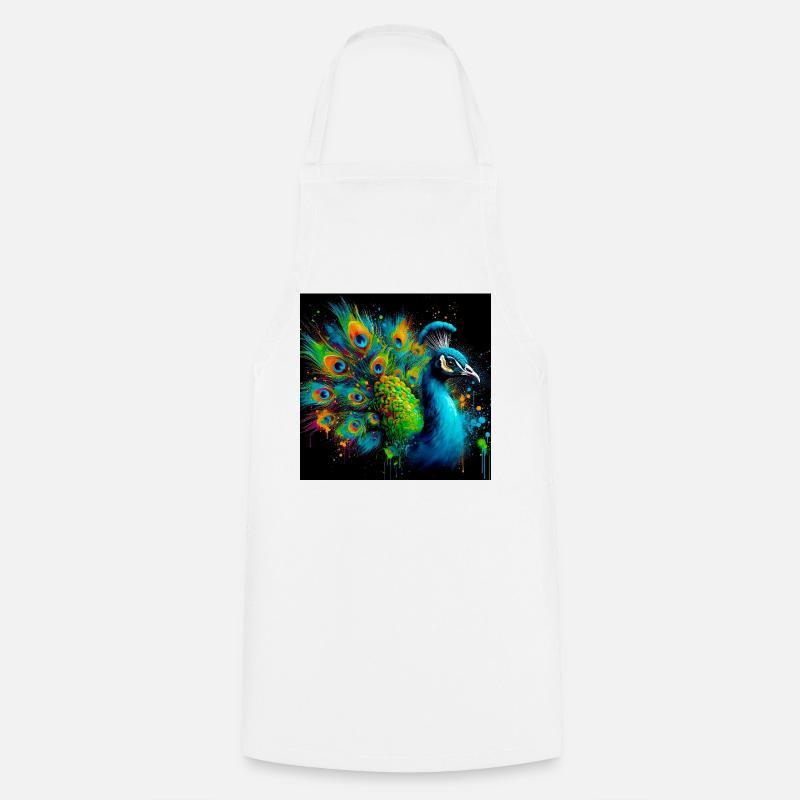 peacock - Cooking Apron - white