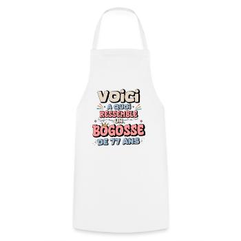77th Birthday Humor - Cooking Apron - white - Front - AI Model Male 185 dark (185cm)