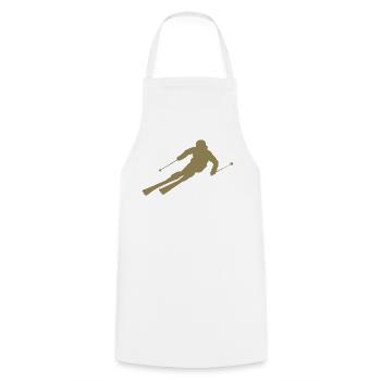 Minimalist Skier Silhouette Winter Sports - Cooking Apron - white - Front - AI Model Male 185 dark (185cm)