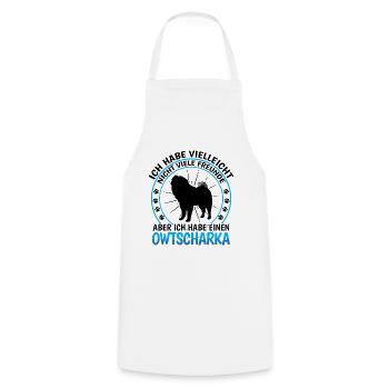 Caucasian Ovcharka is a friend - Cooking Apron - white - Front - AI Model Male 185 dark (185cm)