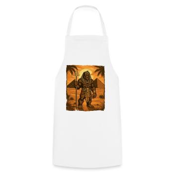 Pharaon Bigfoot Cryptide Égyptien Sasquatch Yéti - Tablier de cuisine - blanc - Devant - AI Model Male 185 dark (185cm)