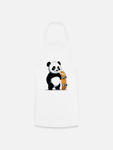Skateboard Panda Illustration - Kochschürze - Weiß