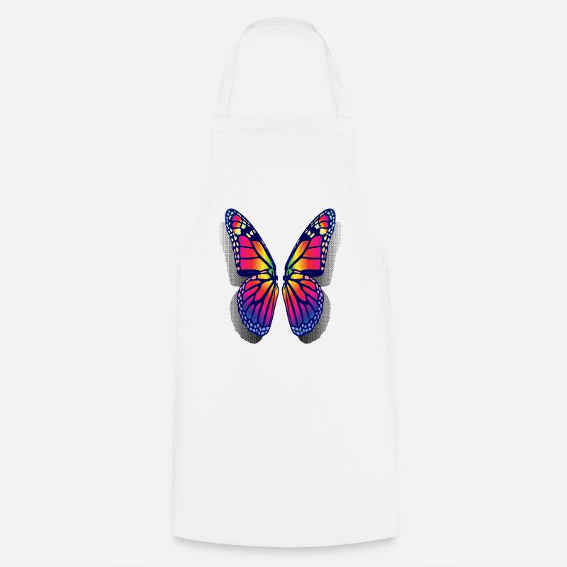Rainbow Butterfly Wings - Cooking Apron - white