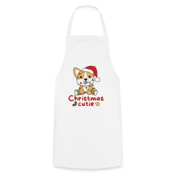 Chiens de Noël Corgi Mignon de Noël - Tablier de cuisine - blanc - Devant - AI Model Male 185 dark (185cm)