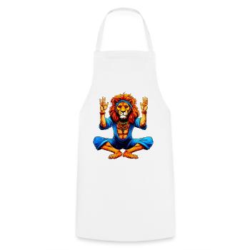 Lion Yoga - Cooking Apron - white - Front - AI Model Male 185 dark (185cm)