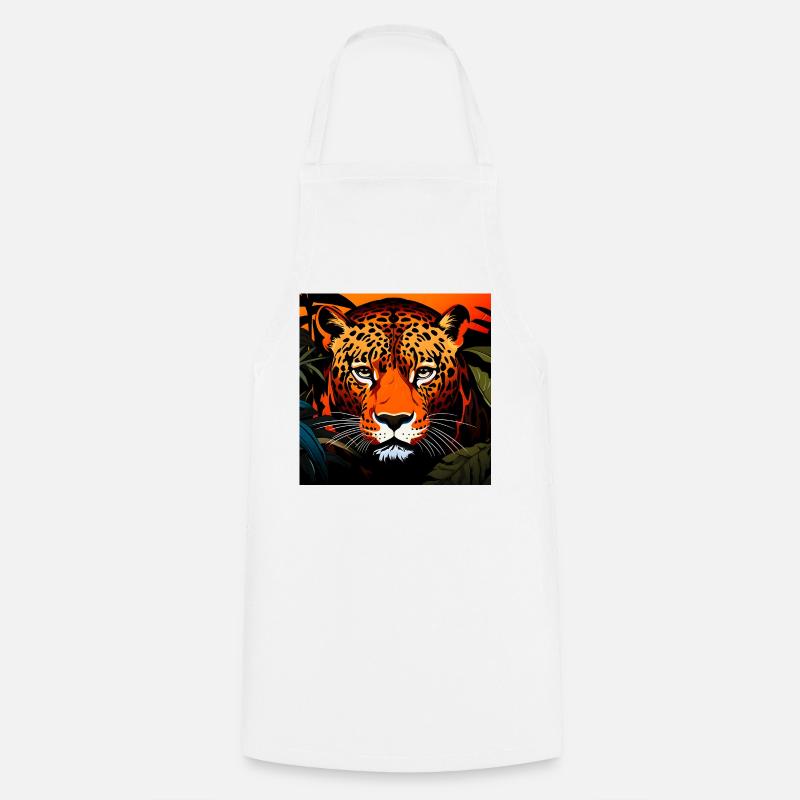 Wild Leopard Graphic - Cooking Apron - white