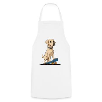 Labrador sur Skateboard Illustration - Tablier de cuisine - blanc - Devant - AI Model Male 185 dark (185cm)