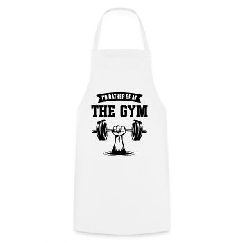 I'd rather be at the gym - Cooking Apron - white - Front - AI Model Male 185 dark (185cm)