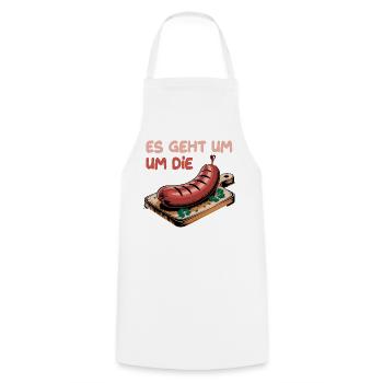 It's about the sausage humorous illustration - Cooking Apron - white - Front - AI Model Male 185 dark (185cm)