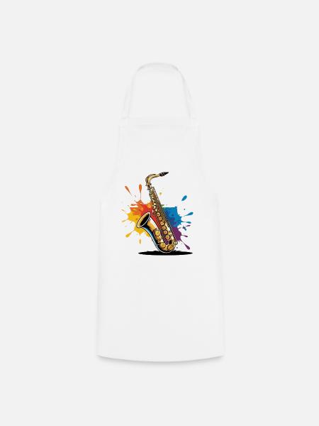 Expressionistische Saxophon Kunstdruck - Kochschürze - Weiß