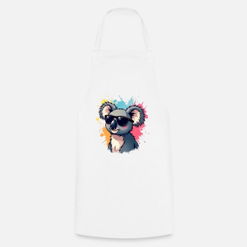 Cool Koala mit Sonnenbrille und Farbexplosion - Kochschürze - Weiß